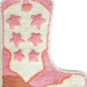 Sass and Belle Cowboy boot - rosa og hvit badematte